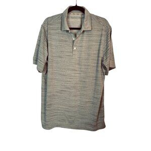 NWT Walter Hagen Size Large Gray Striped Polo Shirt 100% Polyester Golf Wear